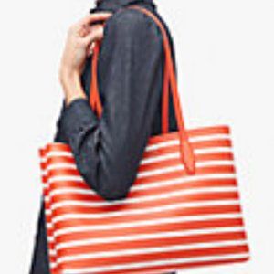 NWT ORANGE STRIPE TAMARILLO MULTI LARGE TOTE KATE SPADE AUTHENTIC